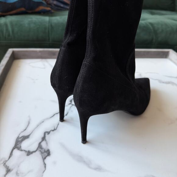 Stuart Weitzman Power Booties 75 in Black Suede Size 10.5 - Picture 6 of 10